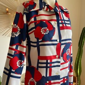 Vintage Red, White and Blue 70s Alex Colman Blouse